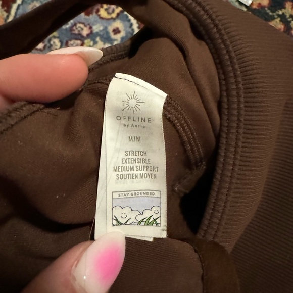 Aerie Ribbed Chocolate Brown Scoop Neck Sports Bra Medium Offline American Eagle - Picture 4 of 8